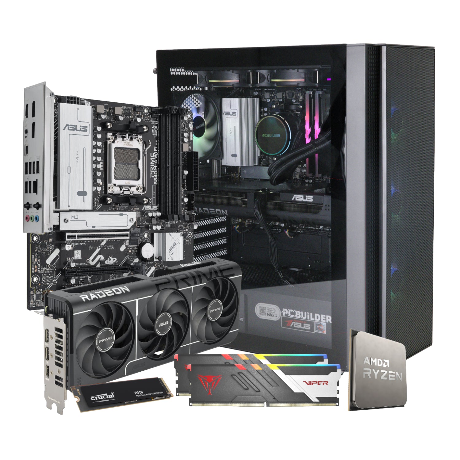 PCBuilder Ryzen 5 7600 SEEKER Gaming PC | 32GB DDR5 | 1TB NVMe SSD | RX 9060 XT 16GB | Windows 11