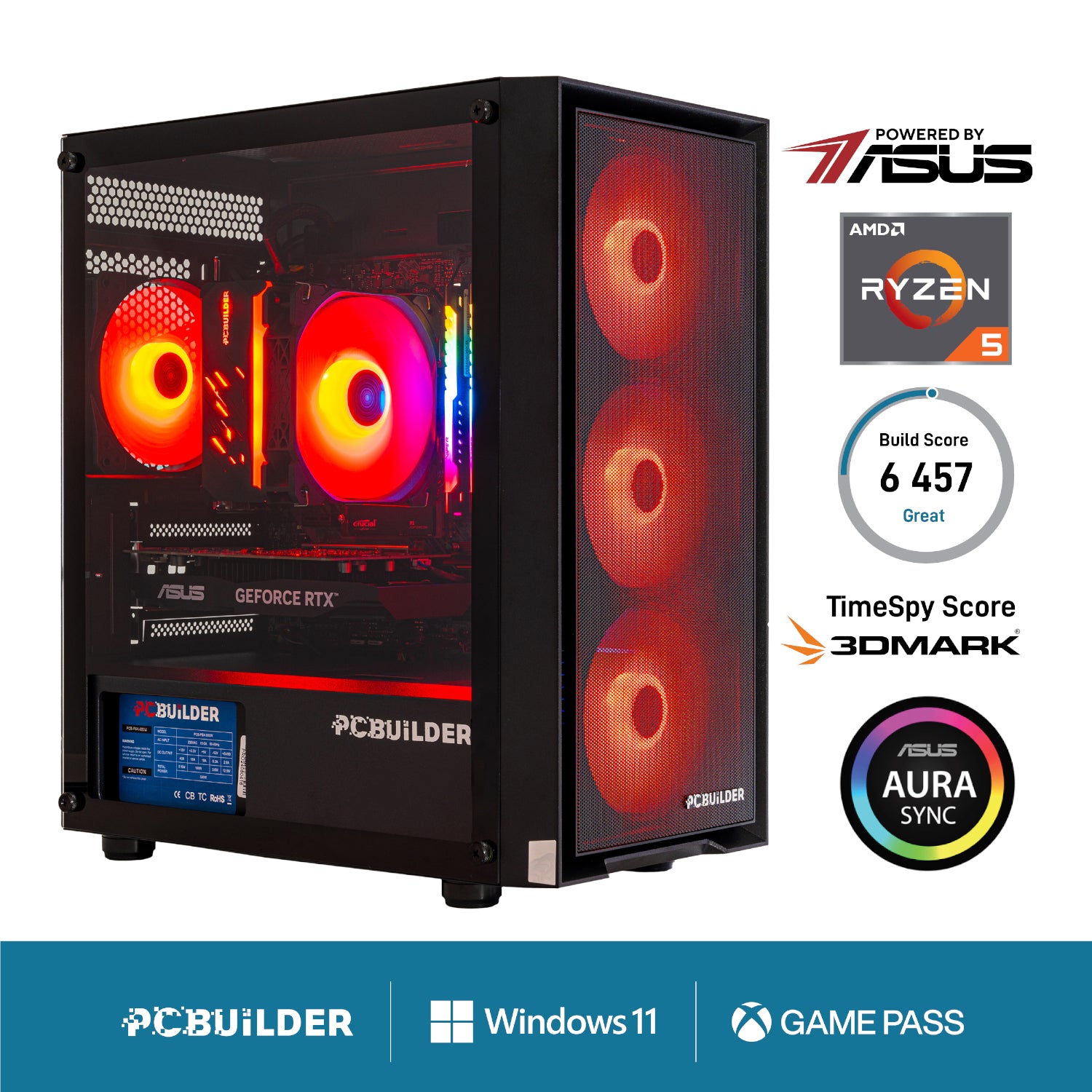 PCBuilder Ryzen 5 5600X SENTINEL Gaming PC | 16GB DDR4 | 1TB NVMe SSD | RTX 3050 6GB | Windows 11