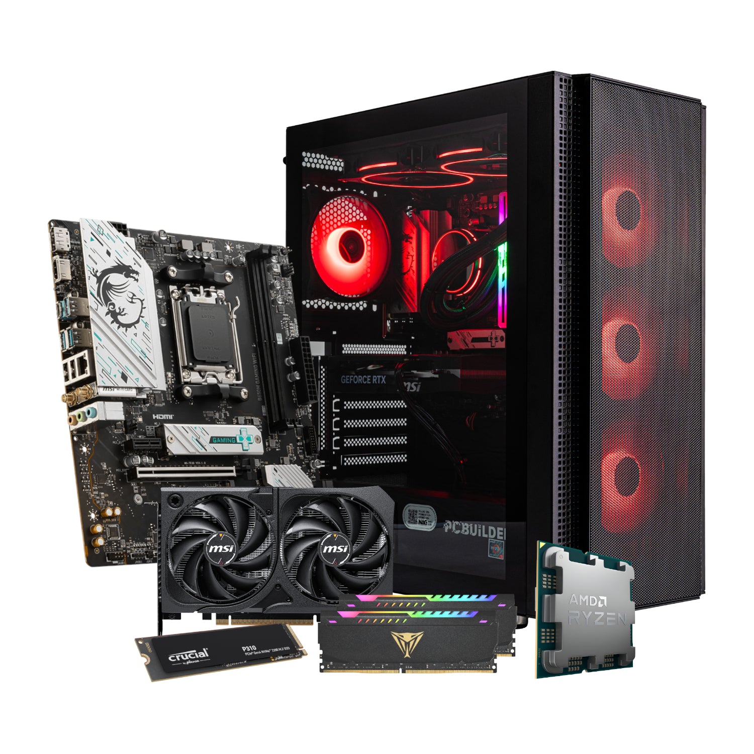 PCBuilder Ryzen 5 7600 Gaming PC | 32GB DDR5 | RTX 5060 8GB | 1TB NVMe SSD | Windows 11