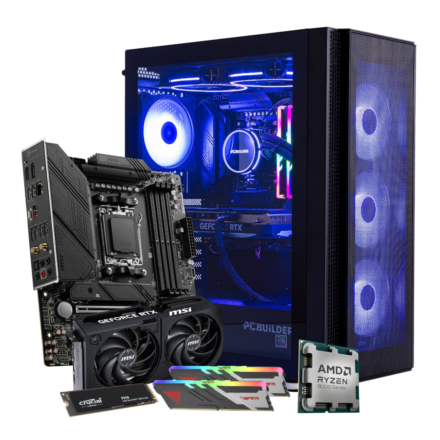 PCBuilder Ryzen 7 9700X TACTICIAN Gaming PC | 32GB DDR5 | RTX 5070 12GB | 2TB NVMe SSD | Win 11 Home