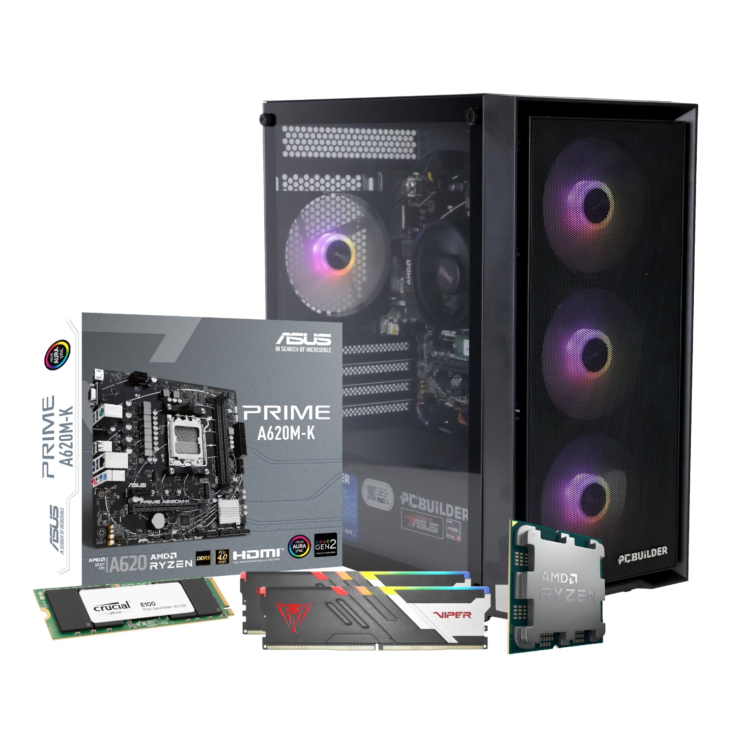 PCBuilder Ryzen 5 8600G WARDEN Gaming PC | 32GB DDR5 | 480GB NVMe SSD | Radeon Graphics | Win 11