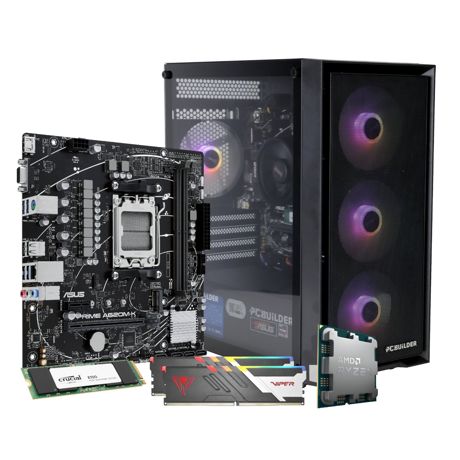 PCBuilder Ryzen 5 8600G WARDEN Gaming PC | 32GB DDR5 | 480GB NVMe SSD | Radeon Graphics | Win 11