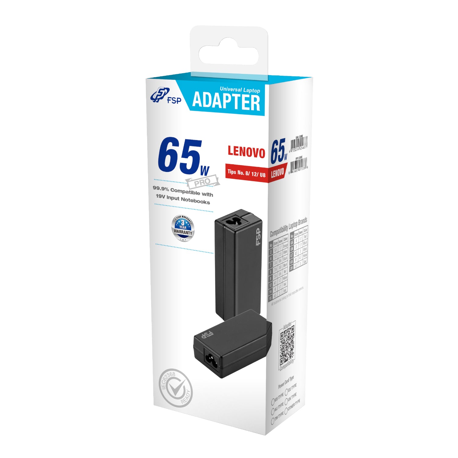 FSP PRO 65W Universal Laptop Adapter – Lenovo