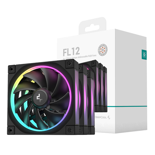 DeepCool FL12 3-in-1 ARGB 120mm Fan 3 Pack - Black