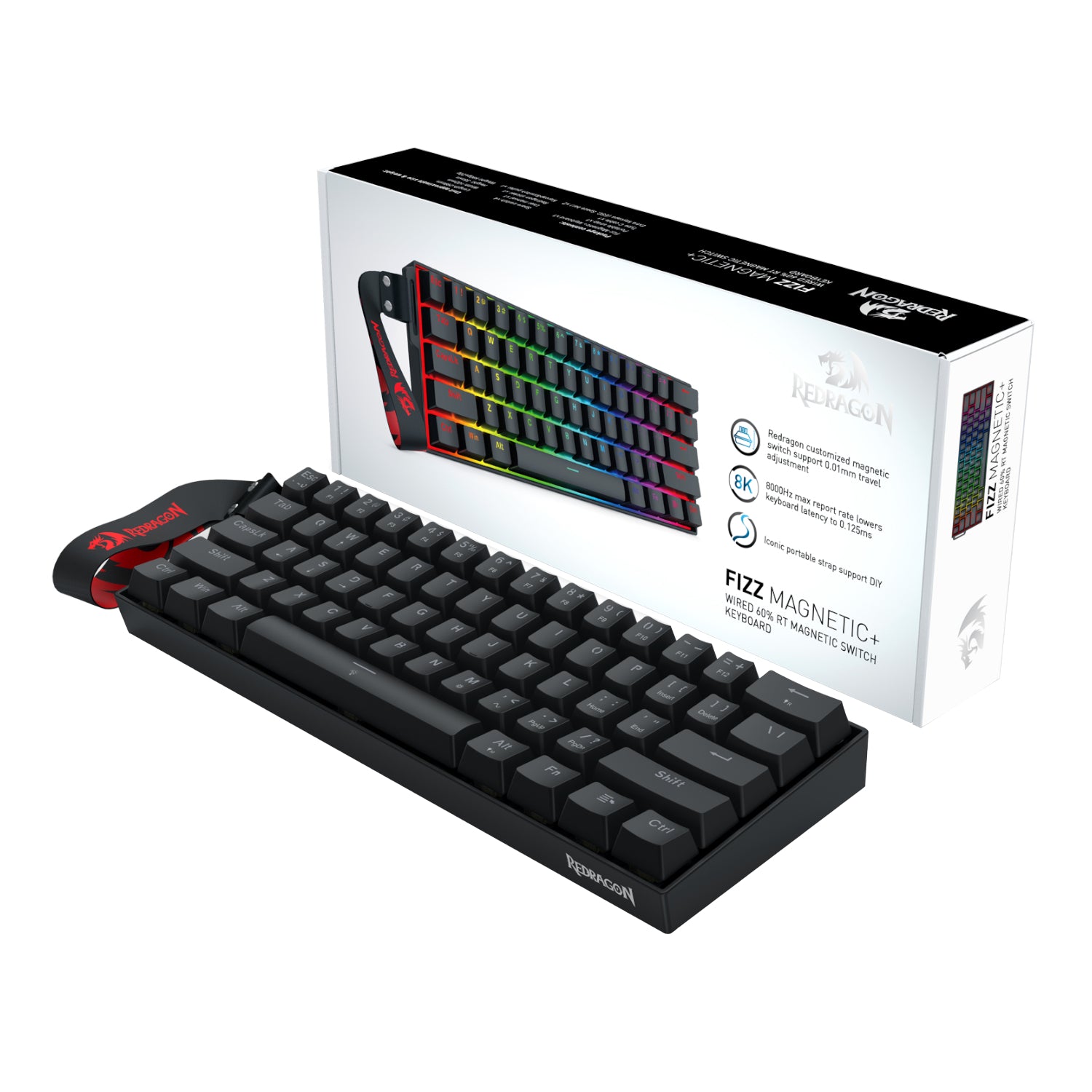 Redragon FIZZ Magnetic Plus 60% RGB Gaming Keyboard - Black