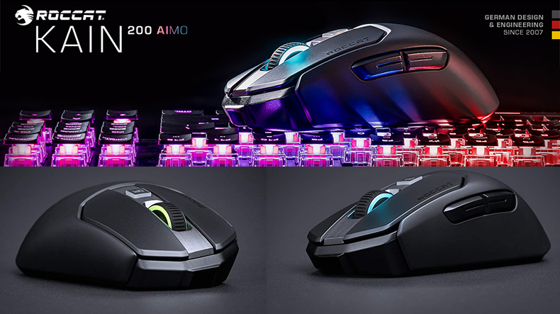 Roccat Kain 200 AIMO Black Wireless Optical 16000 - Computer Gaming Hardware