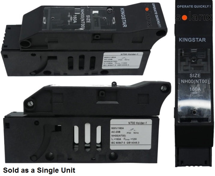Solarix NT00 Rail Mount 1 Pole 160A DC Fuse - Renewable Power Solutions