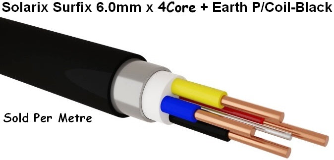 Solarix Surfix 6mm 4 Core With Earth Cable Black - Renewable Power Solutions
