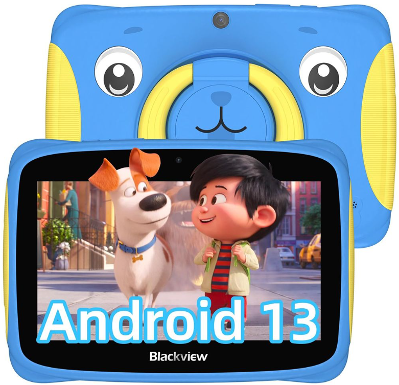 Blackview 7 Inch Children Edition Tablet PC in Undersea Blue with HD display and kid-friendly design.