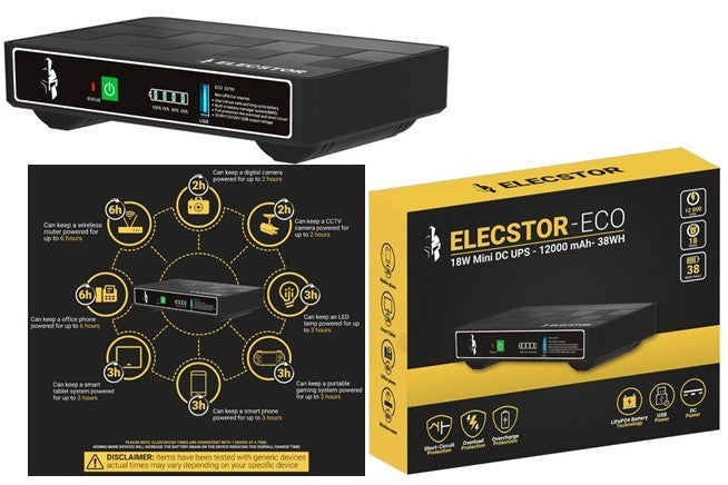 TITAN Elecstor ECO32700 18W 12000mAh 38WH Mini DC UPS - Renewable Power Solutions