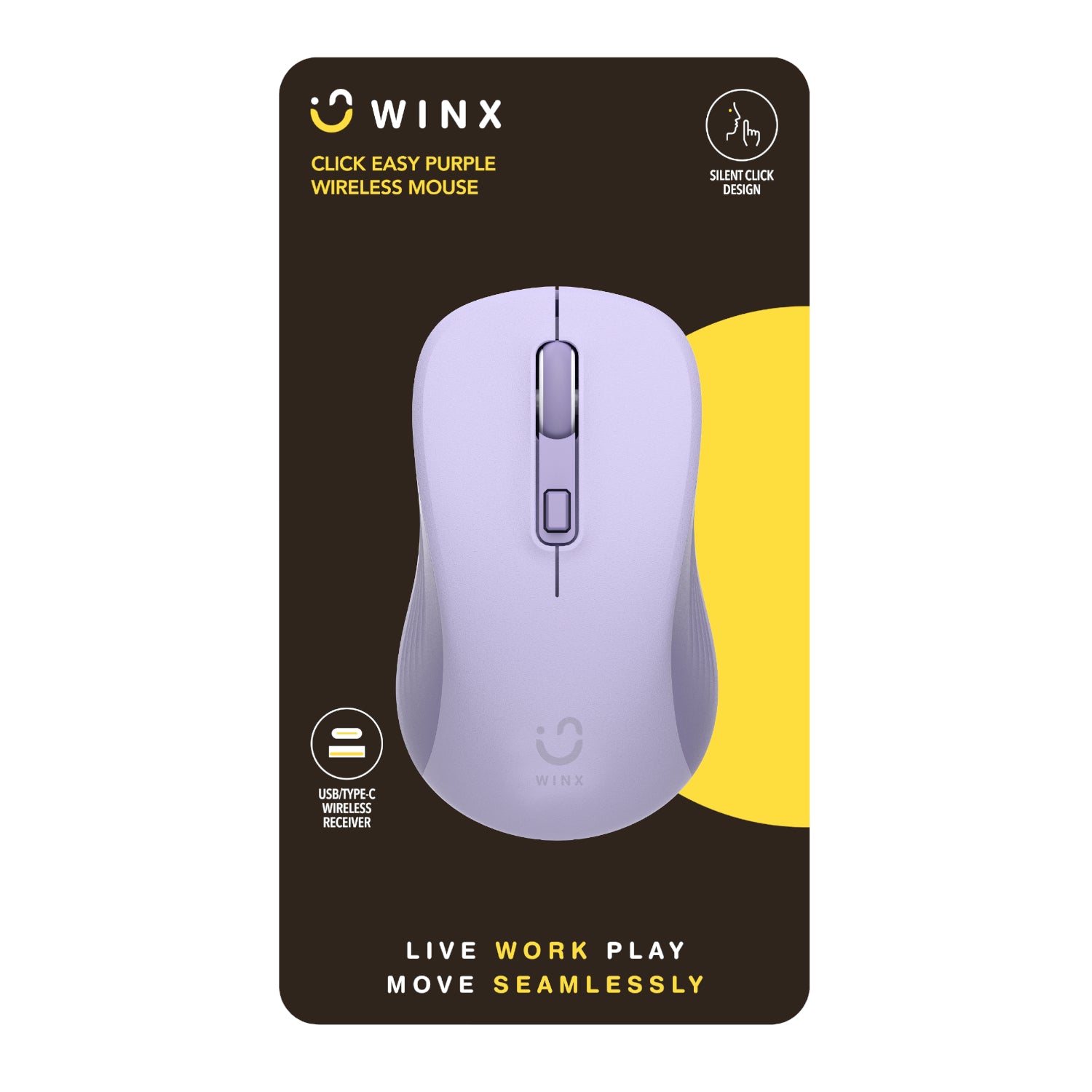 WINX CLICK Easy 1600DPI 2.4GHz Wireless Mouse - Purple