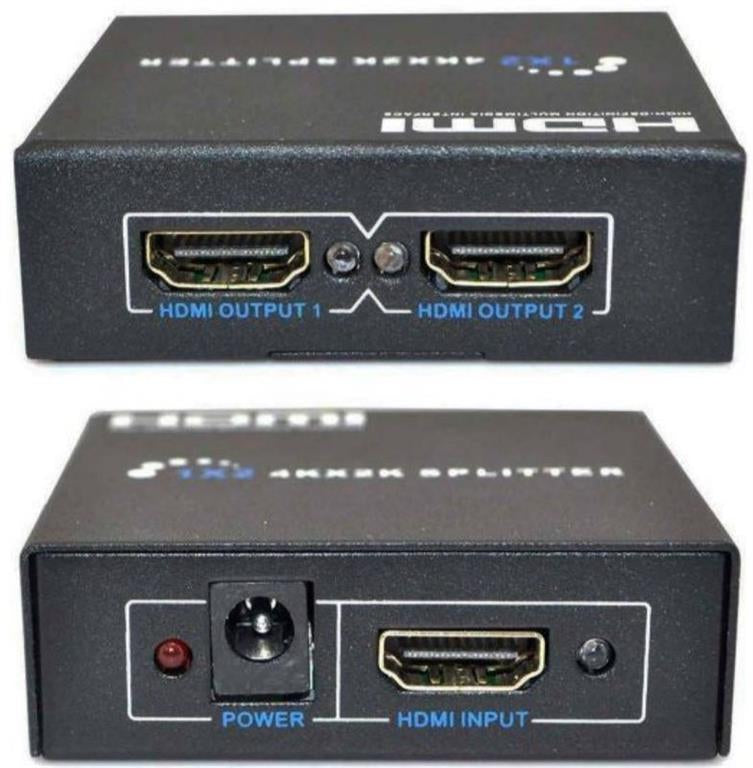 UniQue 2 port 4K@60Hz HDMI splitter with internal amplifier for signal boosting.