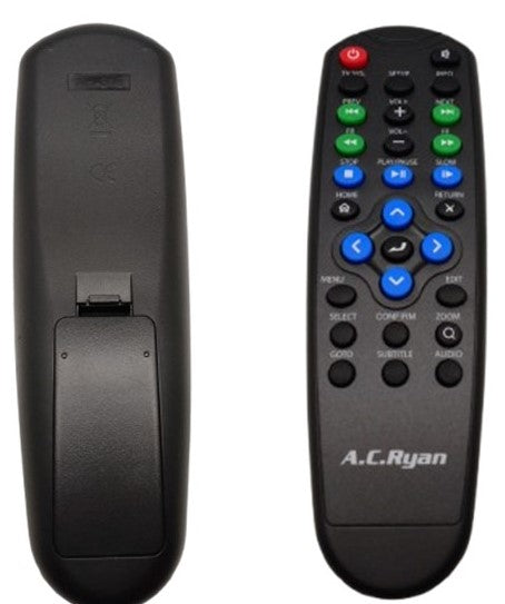 AC Ryan remote for PV73500 with multiple buttons for easy multimedia control
