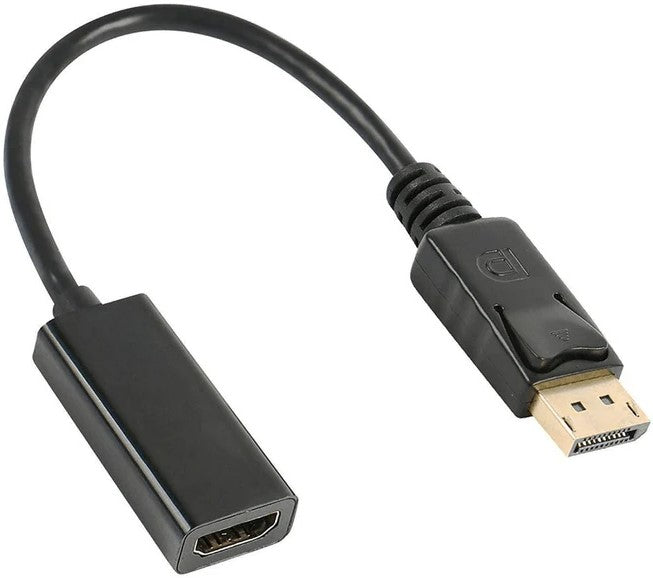 UniQue 30cm DisplayPort to HDMI female adapter with gold-plated connectors.